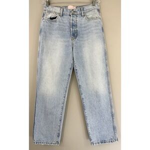REVICE Denim Straight Leg Jeans Women's 32 (30) High Rise Button Fly Light Wash